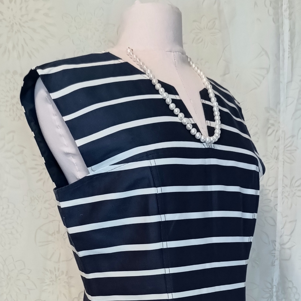 Tommy Hilfiger Nautical Striped Tailored Sleeveless Sheath Dress
